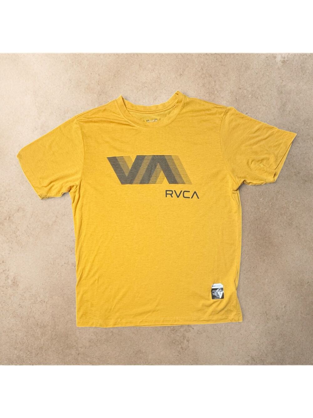 RVCA VA Sport Tee Men's Large Yellow Graphic Logo T-Shirt NWT